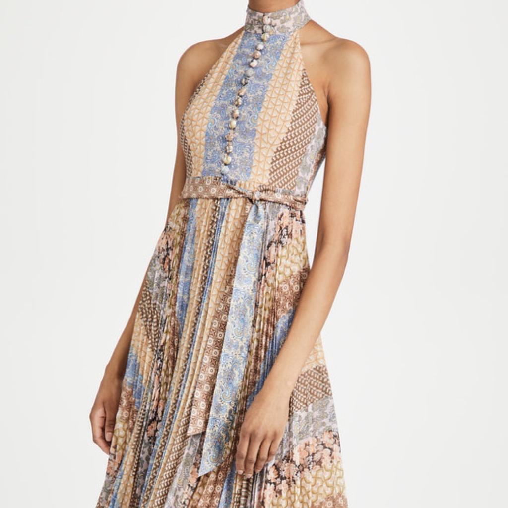Zimmermann Sunray Picnic Dress In Tiled Stripe Size 0